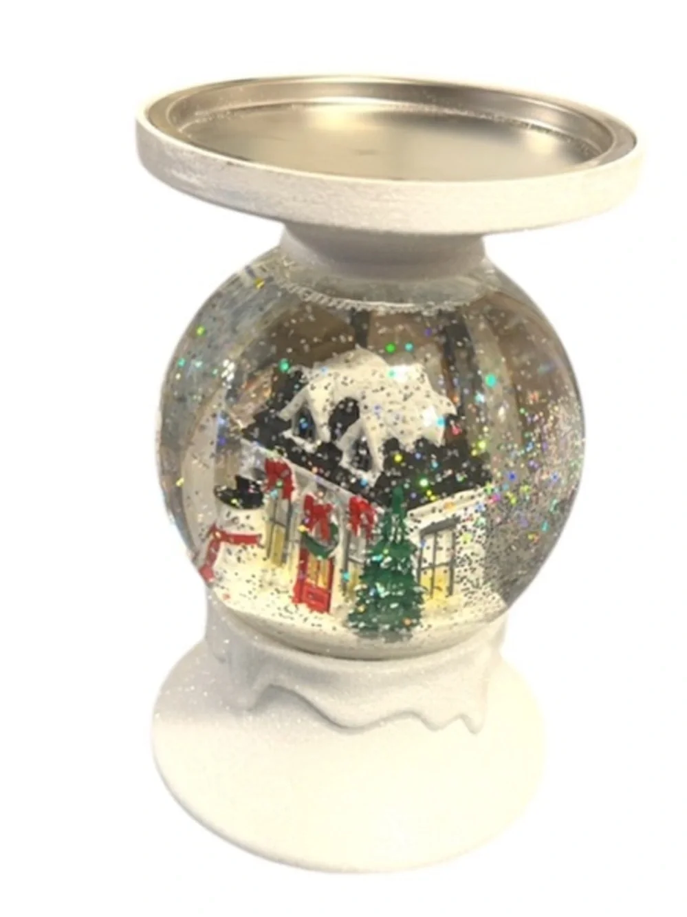 Water Globe Winter House Candle Holder - Picture 3 of 5